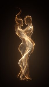 Cinematic Digital Art Ethereal Lovers Embrace in Light