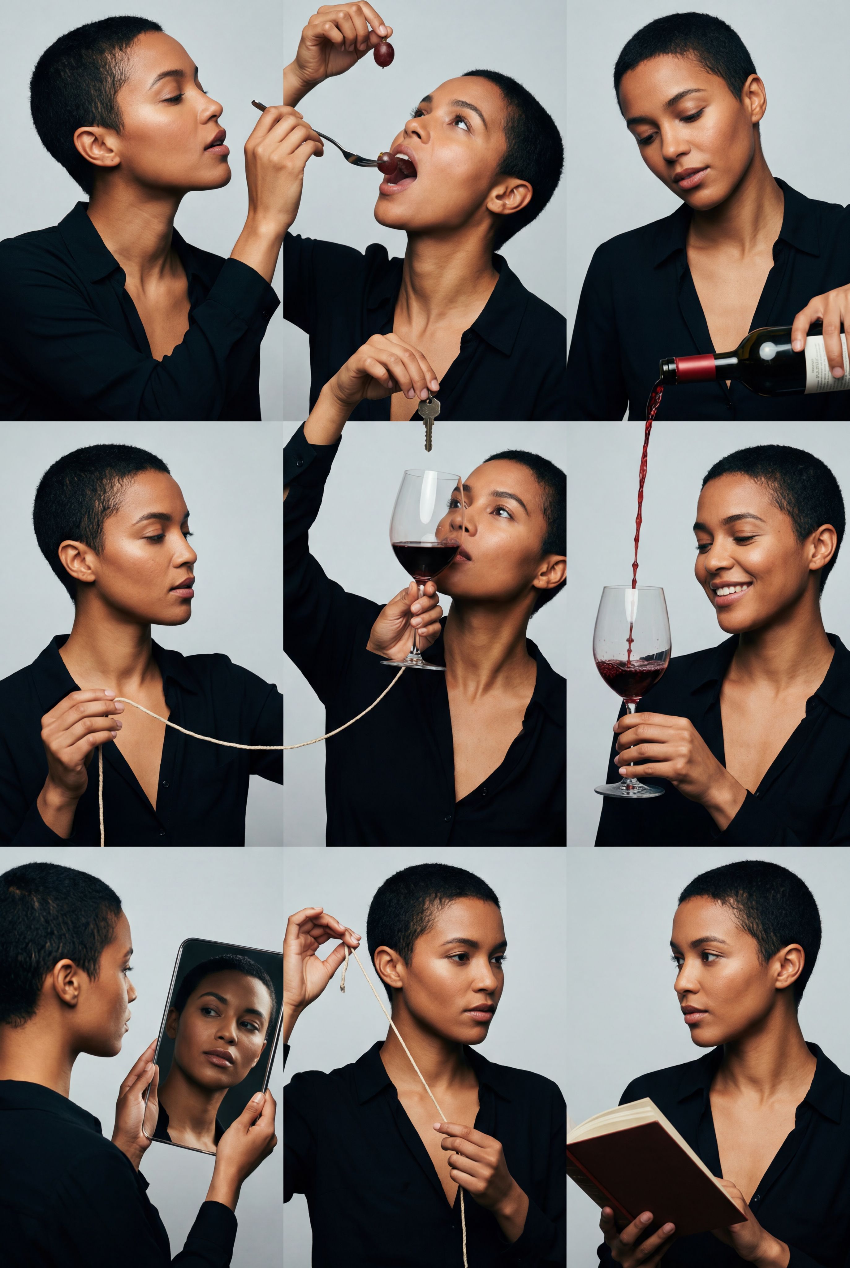 Cinematic African-American Woman Wine Tasting Portraits