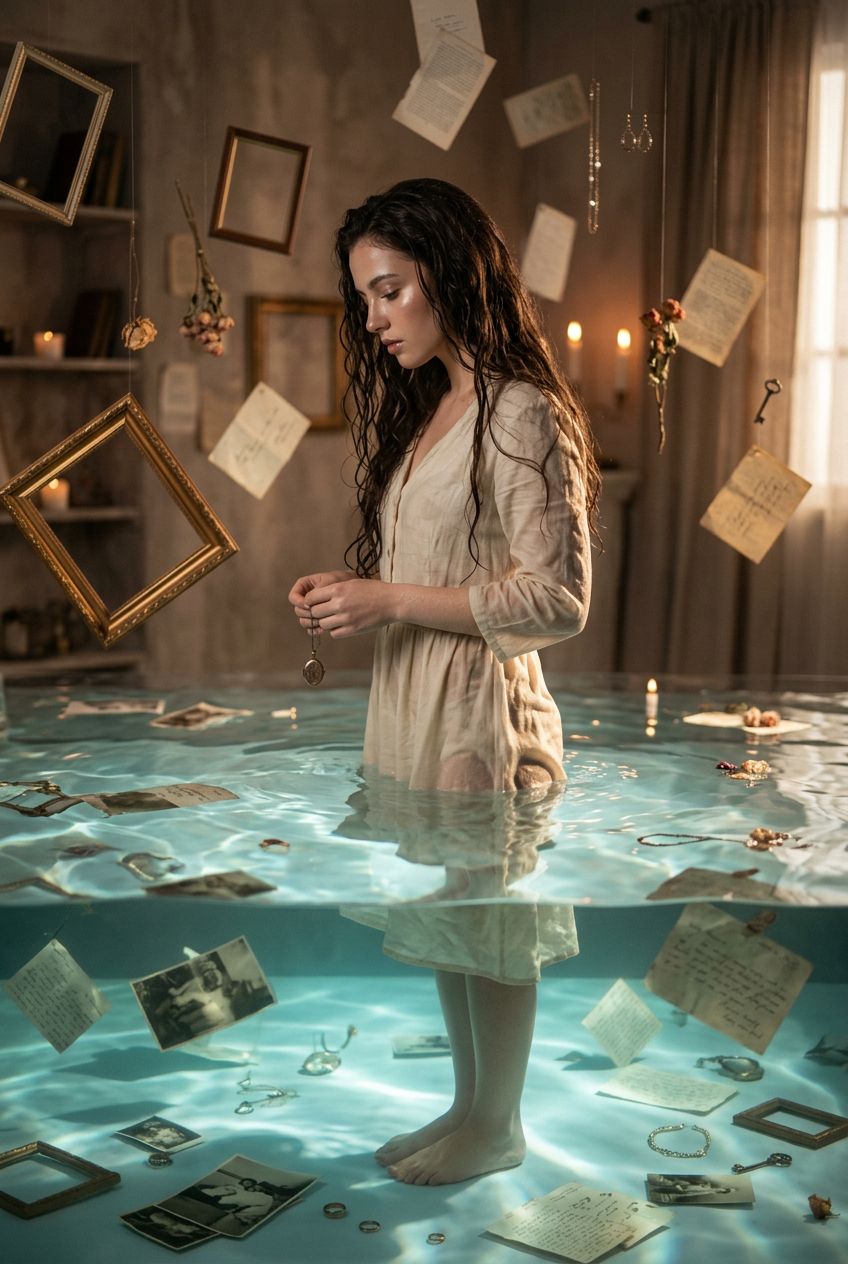 Cinematic Caucasian Woman Ethereal Water Portrait