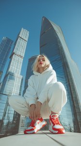 Cinematic Caucasian Woman Urban Street Style Portrait