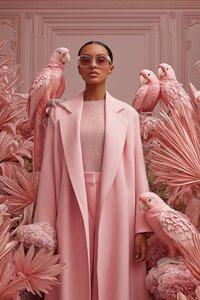 Stylish African-American Woman Pink Floral Fashion Portrait