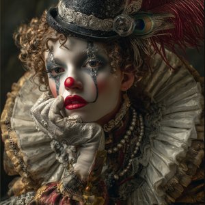Cinematic Young Caucasian Female Clown Portrait
