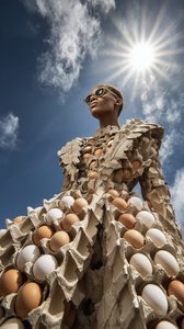 African Woman Fashion Statement Eggshell Dress