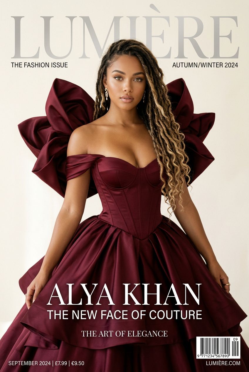 African-American Woman Elegant Couture Fashion Portrait