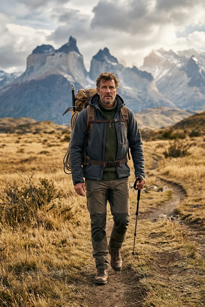 Caucasian Man Hiking Adventure Mountain Landscape