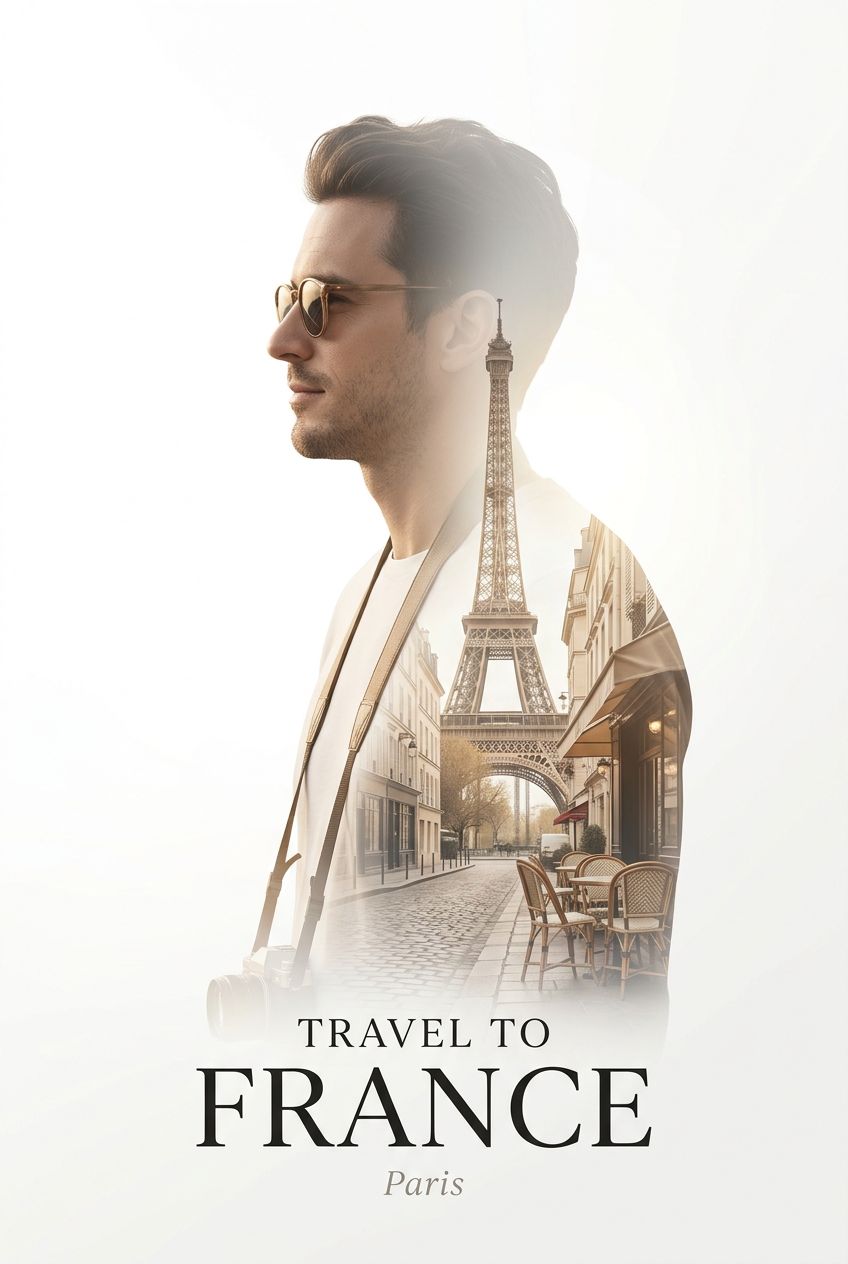 Cinematic Caucasian Man Paris Travel Photography