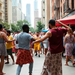 Hispanic Man Dancing Urban Street Festival