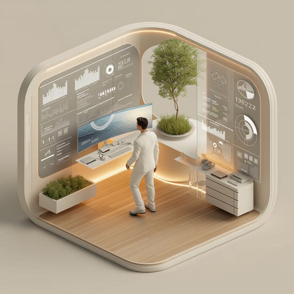 Modern Man Corporate Workspace Digital Art