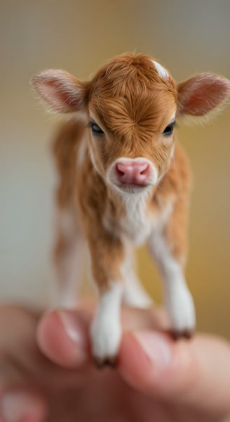 Cute Calf Close-up Portrait Handheld