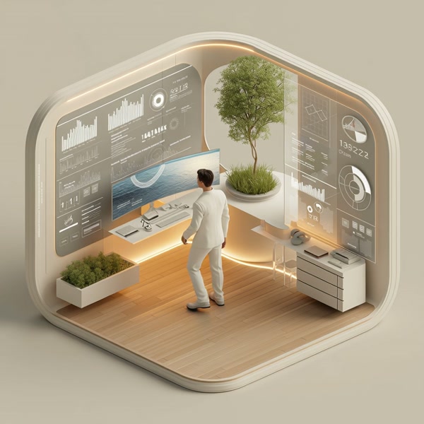 Modern Man Corporate Workspace Digital Art